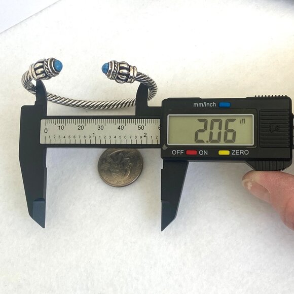 Sterling Silver 925 Mexico Chunky Blue Sodalite Twisted Rope Cuff Bracelet 6.25" - Picture 14 of 16